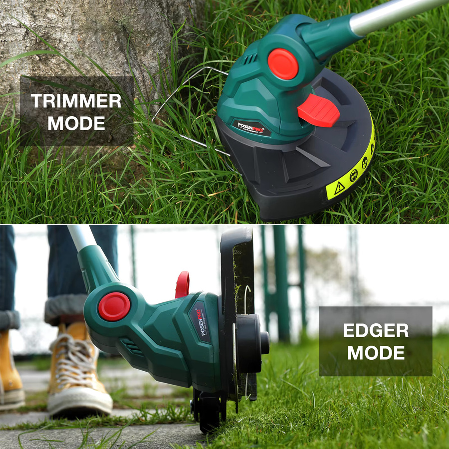 POSENPRO 20V Akku-Rasentrimmer und Kantenschneider mit 26 cm Schnittdurchmesser, verstellbarem Schnittwinkel, Teleskopschaft und Zusatzgriff - Bild 6