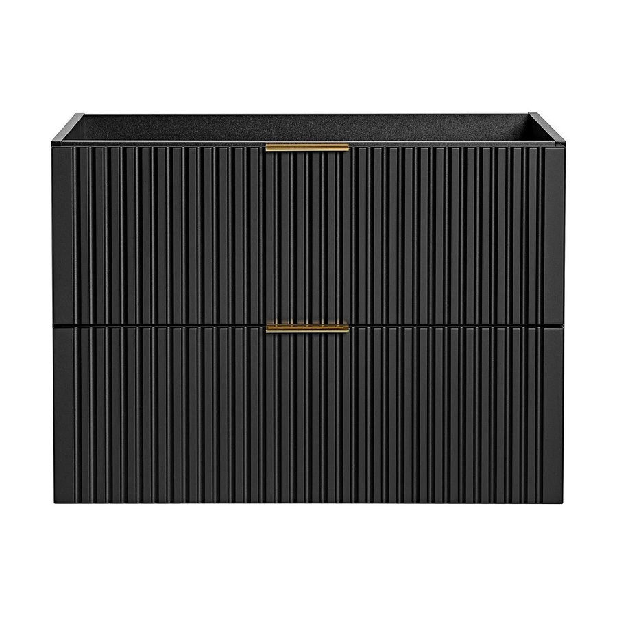 Waschbeckenunterschrank Vente-unique Zevara in Schwarz Matt im Art-déco-Stil mit gerippter Oberfläche, B/T/H: 80 x 46 x 57 cm - Bild 2