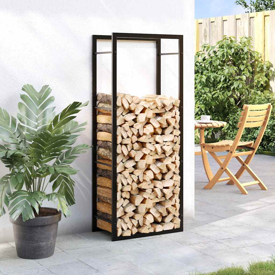 vidaXL Brennholzregal aus Stahl in Mattschwarz, B/T/H: 50 x 28 x 132 cm - Bild 4