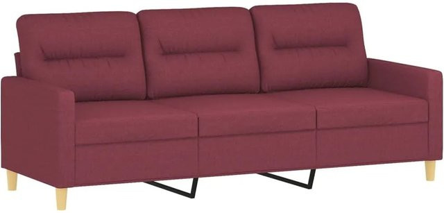 vidaXL 3-Sitzer-Sofa modern in Weinrot mit Stoffbezug und Metallrahmen - Bild 1