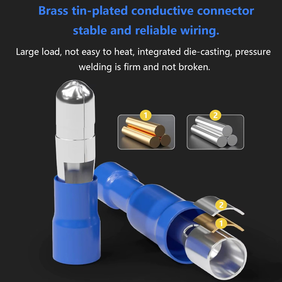 AOKIN Bullet-Steckverbinder Set 100 Stück, Blau, männlich und weiblich, 16-14AWG für Automobil, Boot und Industrie - Bild 3