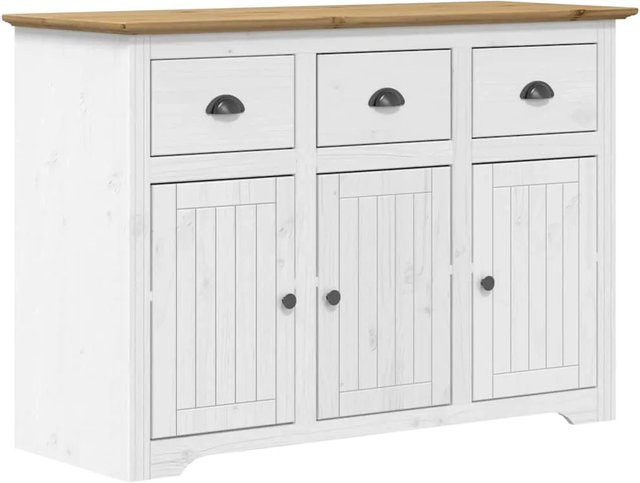 vidaXL Sideboard BODO in Weiß und Braun aus massivem Kiefernholz, B/T/H: 115,5 x 44 x 80 cm - Bild 1