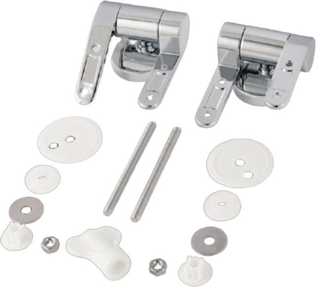 Xudikou Toilettenscharniere mit Soft-Close Absenkautomatik in Weiß und Silber mit Montageset aus Metall - Bild 1