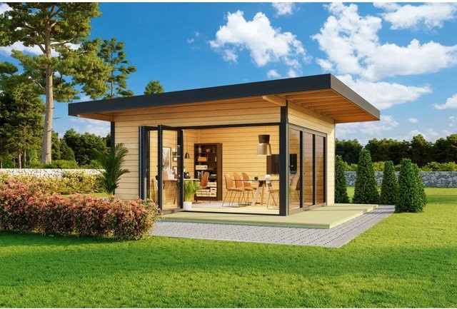 Lasita Gartenhaus Domeo mit Pultdach aus Holz in Natur, B/T/H: 450 x 450 x 198 cm - Bild 1