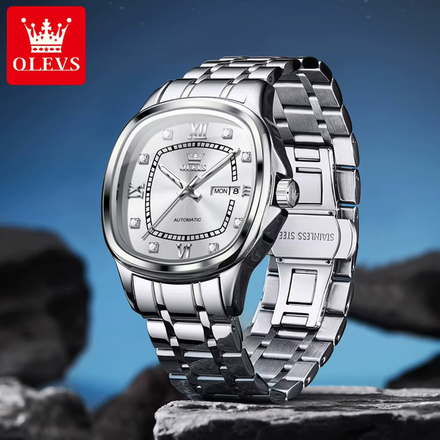 OLEVS Armbanduhr Automatik, Edelstahl, Bicolor, Gold, Diamant, Herren - Bild 2