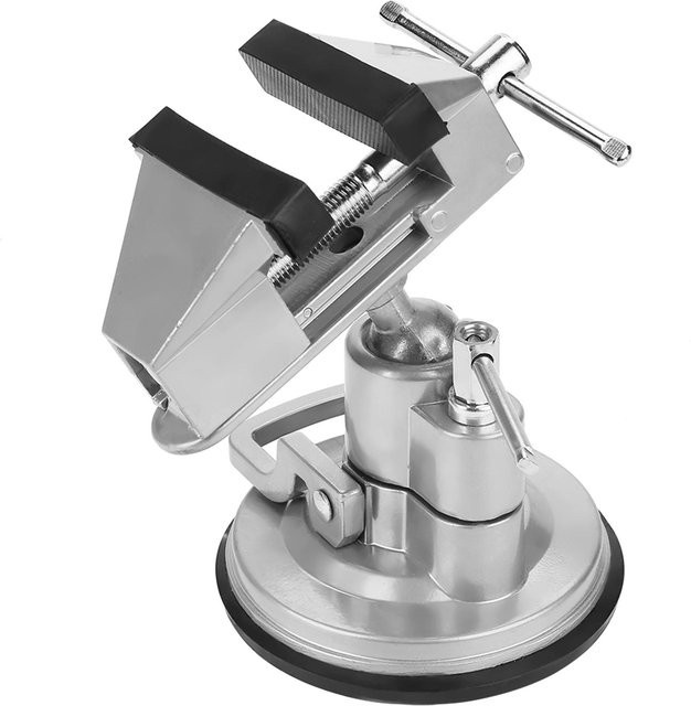 Universeller Tischschraubstock aus Aluminiumlegierung in Silber, schwenkbar und drehbar für DIY und Handwerk - Bild 1