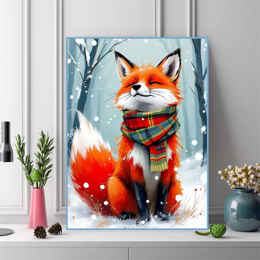 Momoart Diamantmalerei Fuchs Bastelset für Erwachsene und Anfänger, Mehrfarbiges Diamant-Mosaik mit Tier-Illustration zur Wandgestaltung, Durchmesser: 30,0 cm - Bild 3