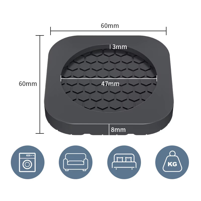 XMSJ Anti-Vibrations-Füße aus Gummi in Schwarz, 4 Stück rutschfeste Geräuschdämpfer als Universal-Standfüße für Waschmaschine, Kühlschrank und Möbel - Bild 4
