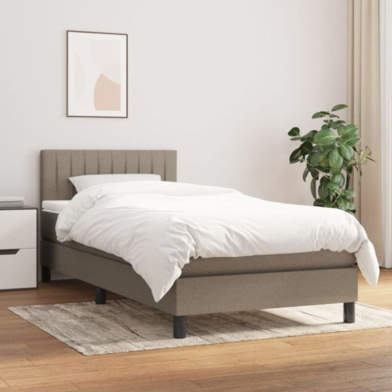vidaxl Boxspringbett mit Matratze in Taupe meliert aus Stoff und Holzwerkstoff, B/T/H: 90 x 190 x 78 cm - Bild 1