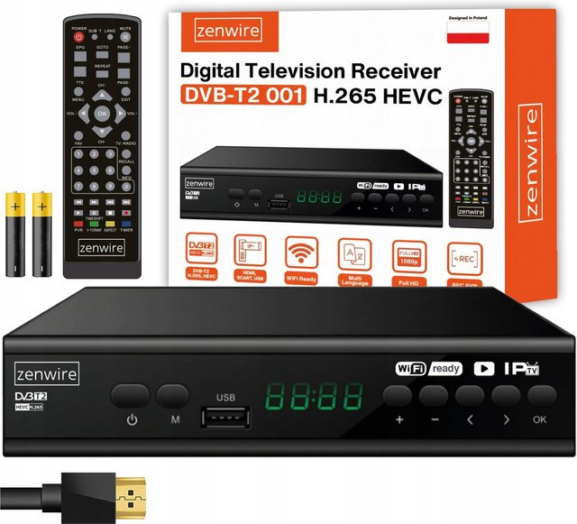 Zenwire 001 Tuner Satelliten-Decoder DVB-T2 HEVC H.265 Full HD USB-Box in Schwarz - Bild 1
