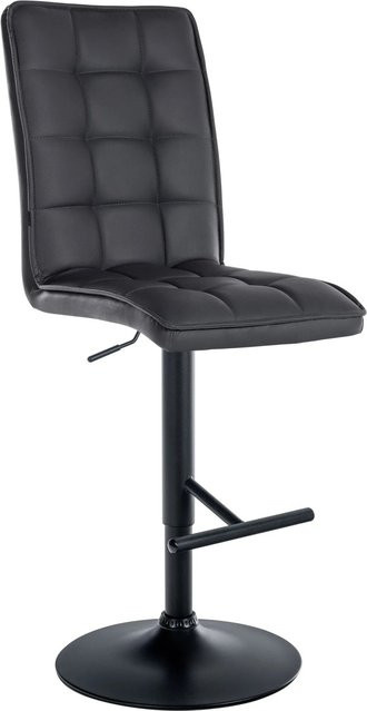 DELUKE Barhocker PIMIR in Schwarz aus Kunstleder, höhenverstellbarer Barstuhl mit Lehne und 360-Grad-Drehfunktion, B/T/H: 45 x 54 x 112 cm - Bild 1