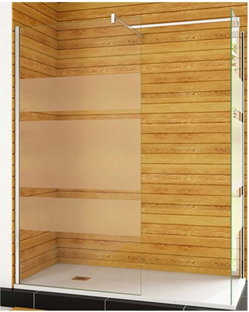 Duschparadies Walk-in Duschkabine aus satiniertem Glas mit Streifen und Stabilisierungsstange, B/T/H: 110 x 70 x 190 cm - Bild 1