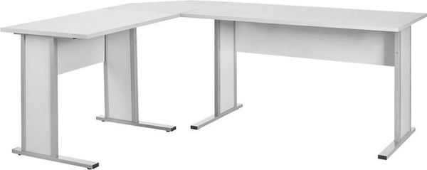 PROREGAL Eckschreibtisch Lion Lichtgrau mit C-Fuß Gestell, H: 75 cm, B: 205 cm, T: 155 cm, kurze Seite links
