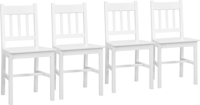 HOMCOM 4er Set Esszimmerstühle aus Kiefernholz in Weiß mit Rückenlehne im modernen Design - Bild 1