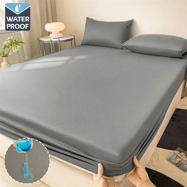 Wasserdichter Matratzenbezug Yifulin in Grau, atmungsaktives Spannbettlaken aus Mikrofaser und Polyester, B/T: 100 x 200 cm - Bild 1
