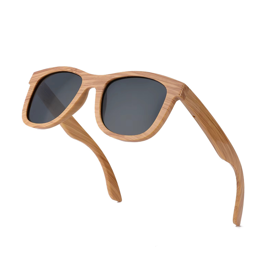 Sonnenbrille Holz Bambus, Vollrand, Unisex, Schwarz, Braun, Krokodil - Bild 3