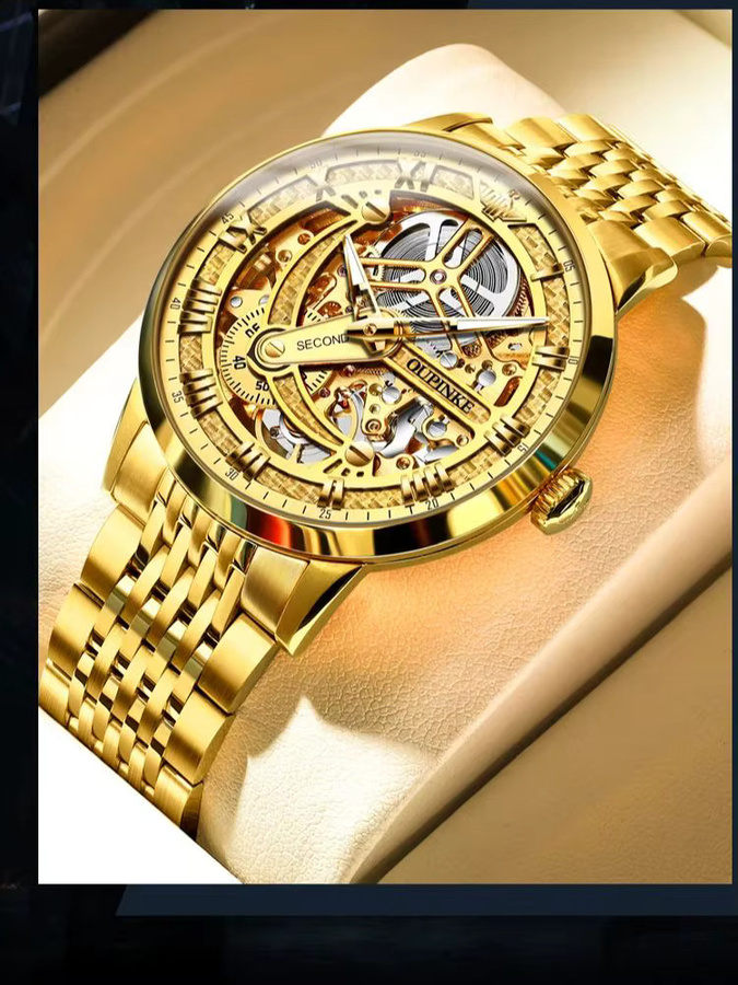 OUPINKE Armbanduhr, Automatik, Edelstahl, Gold, Herren - Bild 7