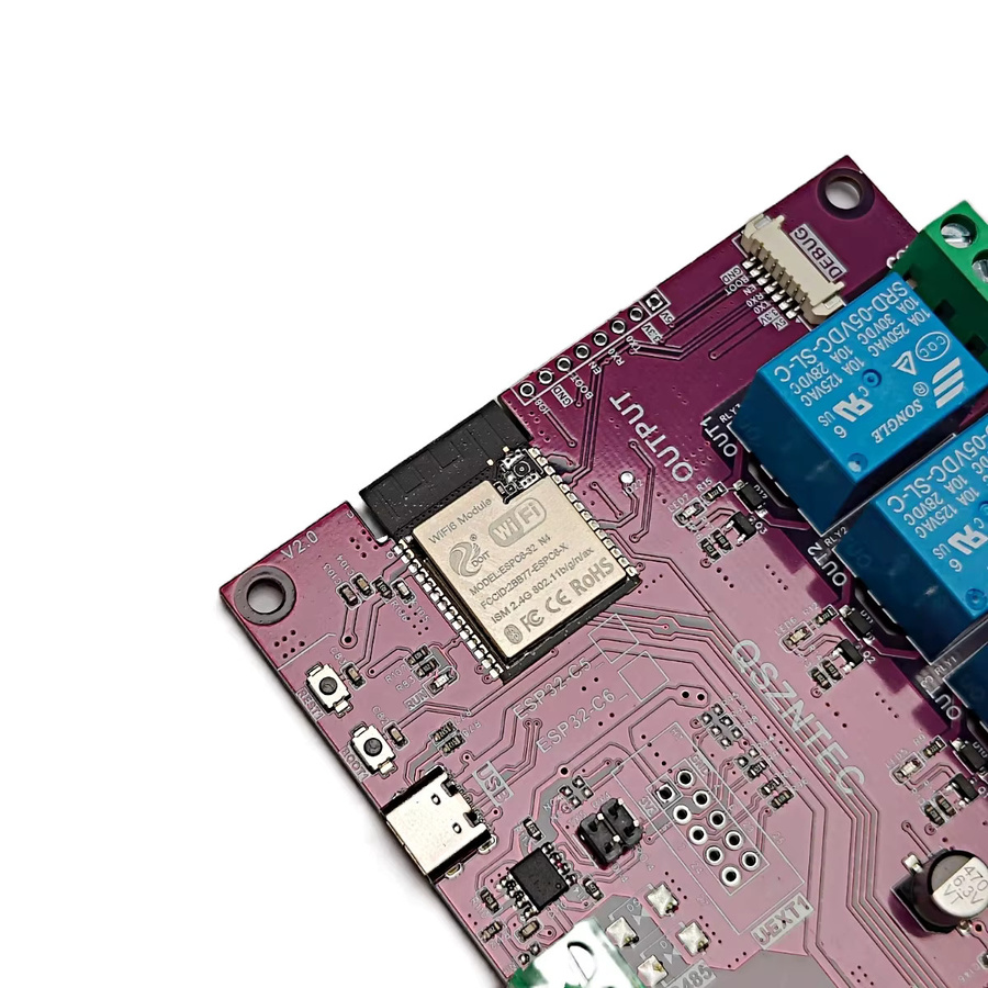 QSZNTEC ESP32-C6-EVB-Board mit 4 Relais und 4 Eingängen, unterstützt Tasmota, WIFI6, Bluetooth5 LE und Zigbee für Matter und Smart Home, Farbe: Beige - Bild 3