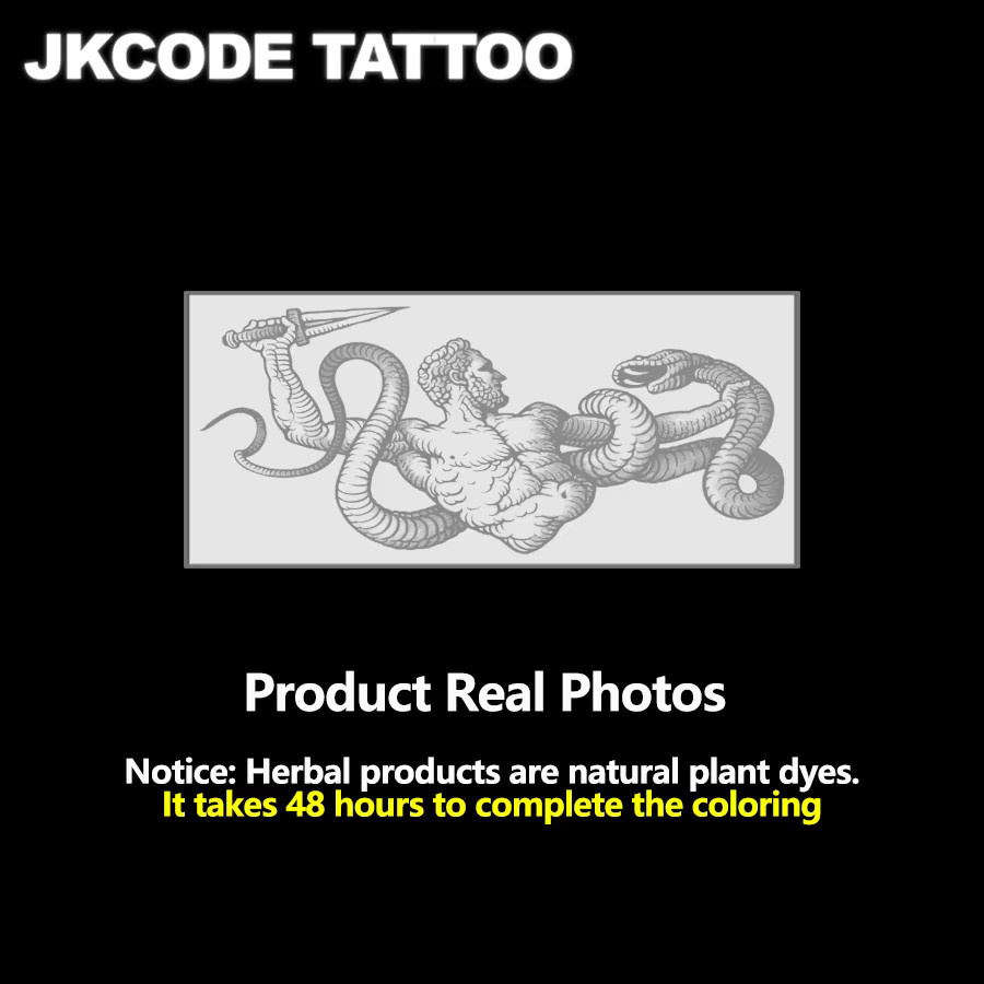 JKCODE TATTOO Kräuter-Tattoo-Aufkleber Schlangenvernichtender Krieger, Herren - Bild 3