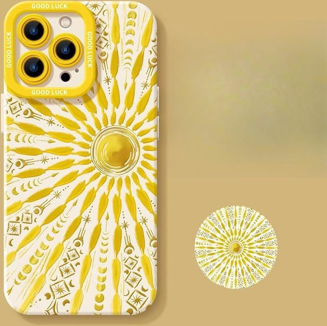 Sun Totem Silikon Handyhülle in Gelb für Apple iPhone 16, 15, 14, 13, 12 Pro Max und 6/6S Modelle - Bild 1