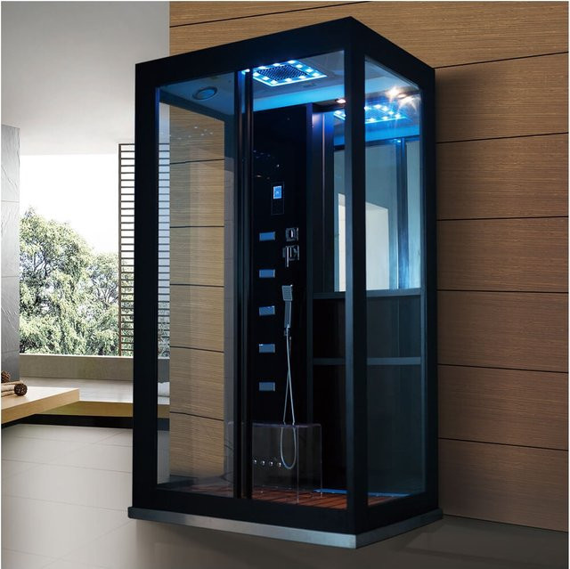HOME DELUXE Dampfdusche LUXORY mit Wasserfall und Dampfsauna, Eckdusche, Schwarz, B: 120 cm, T: 90 cm - Bild 1
