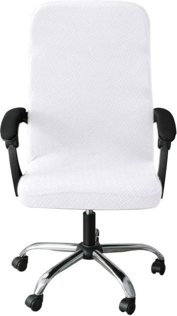 Elastischer Jacquard Bürostuhlbezug in Weiß, rutschfester und waschbarer Sitzbezug für Computer- und Gaming-Stühle - Bild 1