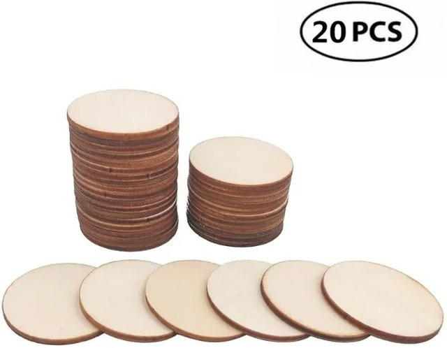 20 Stück unlackierte Holzkreise zum Basteln mit einem Durchmesser von 60 mm - Bild 1