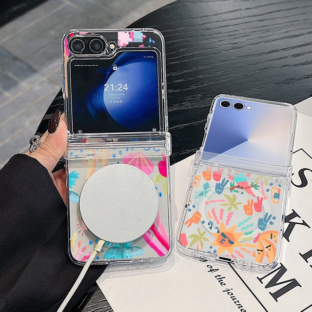 Magnetische Handyhülle mit abstraktem Kunstgemälde für Samsung Galaxy Z Flip (kompatibel mit Flip 8, 7 FE, 7, 6, 5, 4) in Transparent, Magsafe-fähig - Bild 1