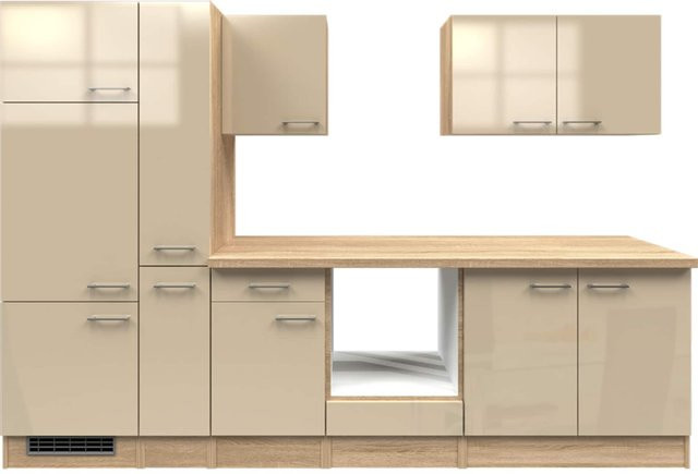 Flex-Well Küchenzeile Nepal in Beige ohne Elektrogeräte, Breite: 300 cm, Höhe: 200 cm, Tiefe: 57 cm - Bild 1