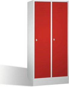 C+P Umkleidespind Classic mit 2 Abteilen auf Sockel, Front Rubinrot, Korpus Lichtgrau, H x B x T: 180 x 81 x 50 cm - Bild 1