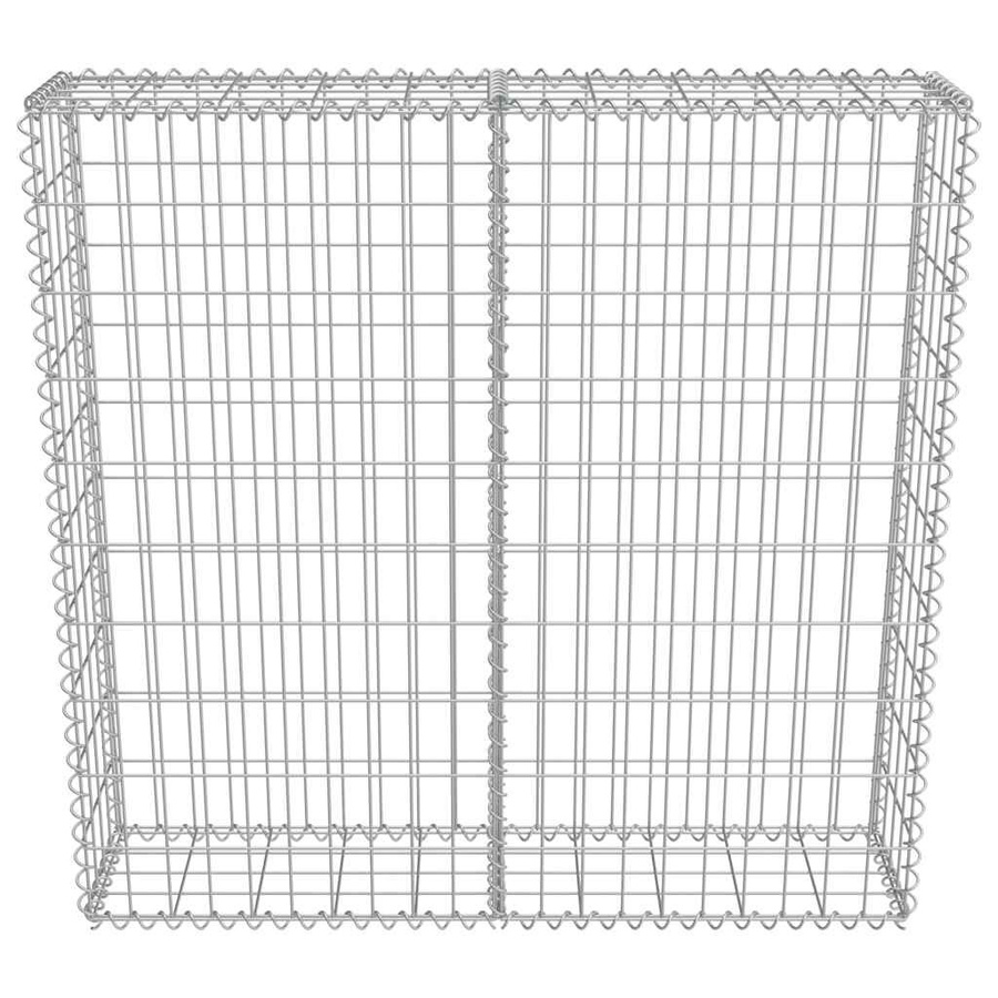 vidaXL Gabionenwand aus verzinktem Stahl mit Abdeckung, Farbe: Silber/Grau, B/T/H: 100 x 20 x 100 cm - Bild 2