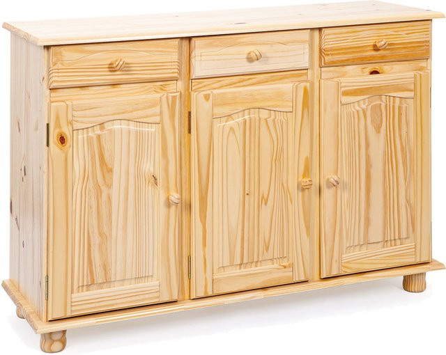 INTER LINK Kommode im Landhausstil aus Massivholz, 3-türig, Braun, B/T/H: 87 x 43 x 43 cm - Bild 1