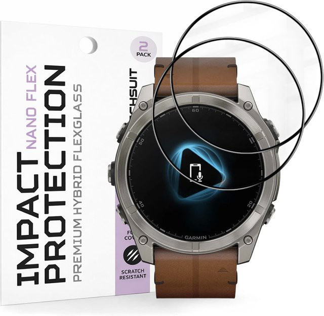 Techsuit Nano Flex Schutzfolie für Garmin Fenix 8 Pro 51mm, Schwarz, Kunststoff - Bild 1