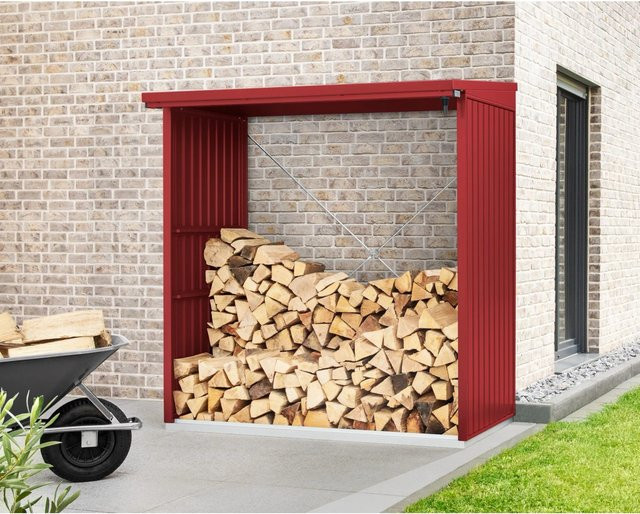 Ecostar Kaminholzregal Trend aus Metall in Rot, B/H/T: 181,4 x 198 x 102,5 cm - Bild 1