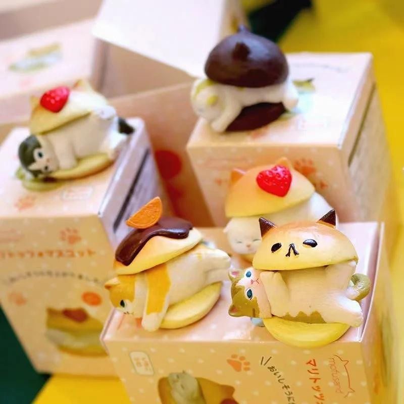 Mofusand Katze Maritozzo Actionfigur Kawaii Gashapon Sandwichbrot Modell aus PVC für Kinder - Bild 4
