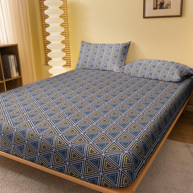 Modernes Spannbettlaken mit Geometrie-Muster aus Polyester, B/B: 71 x 132 cm - Bild 1