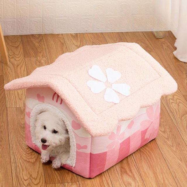 Haustierbett Pommes Frites in Pink, abnehmbare und rutschfeste Hundehütte für Katzen und Hunde, B/T/H: 52 x 43 x 43 cm - Bild 1