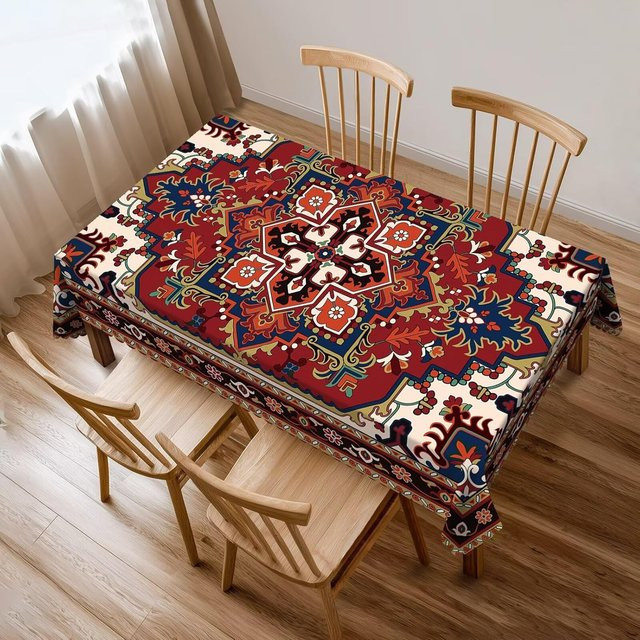 Wasserdichte Tischdecke im Persischen Boho Mandala Stil von JMG Household Supplies, Mehrfarbig, B/T: 140 x 140 cm - Bild 1