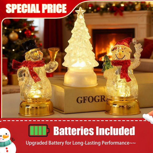 Niedliches Weihnachts-Schneemann-Nachtlicht als Tischdekoration in Multicolour mit Batteriebetrieb - Bild 1