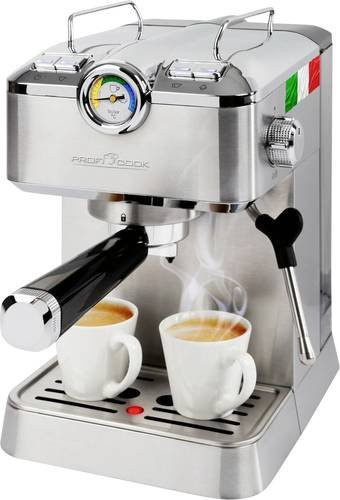 Proficook Espressomaschine PC-ES/KA 1267 INOX in Silber aus Edelstahl mit Milchaufschäumdüse für gemahlenen Kaffee und Kapseln - Bild 1