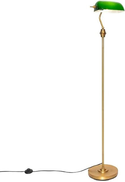 QAZQA Klassische Banker Stehlampe in Bronze mit grünem Glas, dimmbar - Bild 1