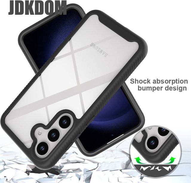 JDKDOM Stoßfeste Panzerhülle mit Vorderrahmenabdeckung für Samsung Galaxy S26 S25 S24 S23 Ultra S24 FE S25 Plus S24 Plus S23 Plus in Schwarz - Bild 1