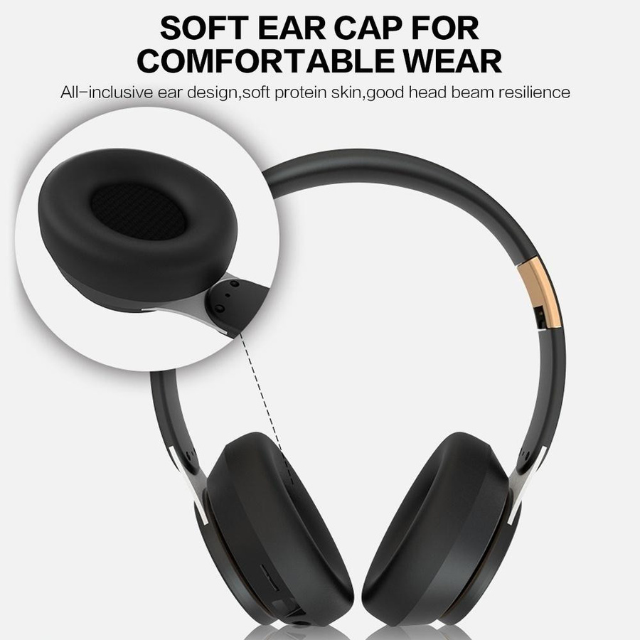 JQIQLY Kabelloser Bluetooth 5.0 Over-Ear Kopfhörer mit HD-Mikrofon und TF-Kartenslot in Schwarz - Bild 5