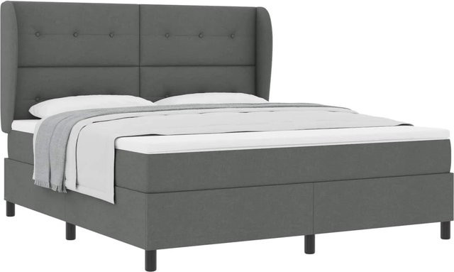 vidaXL Boxspringbett mit Matratze in Grau, Stoff, B/T: 180 x 200 cm - Bild 1