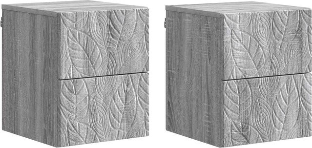 vidaXL Wandmontierter Nachttisch Set 2 Stück in Grau Sonoma, Modernes Design für dein Schlafzimmer, B/T/H: 34,5 x 33 x 40 cm - Bild 1