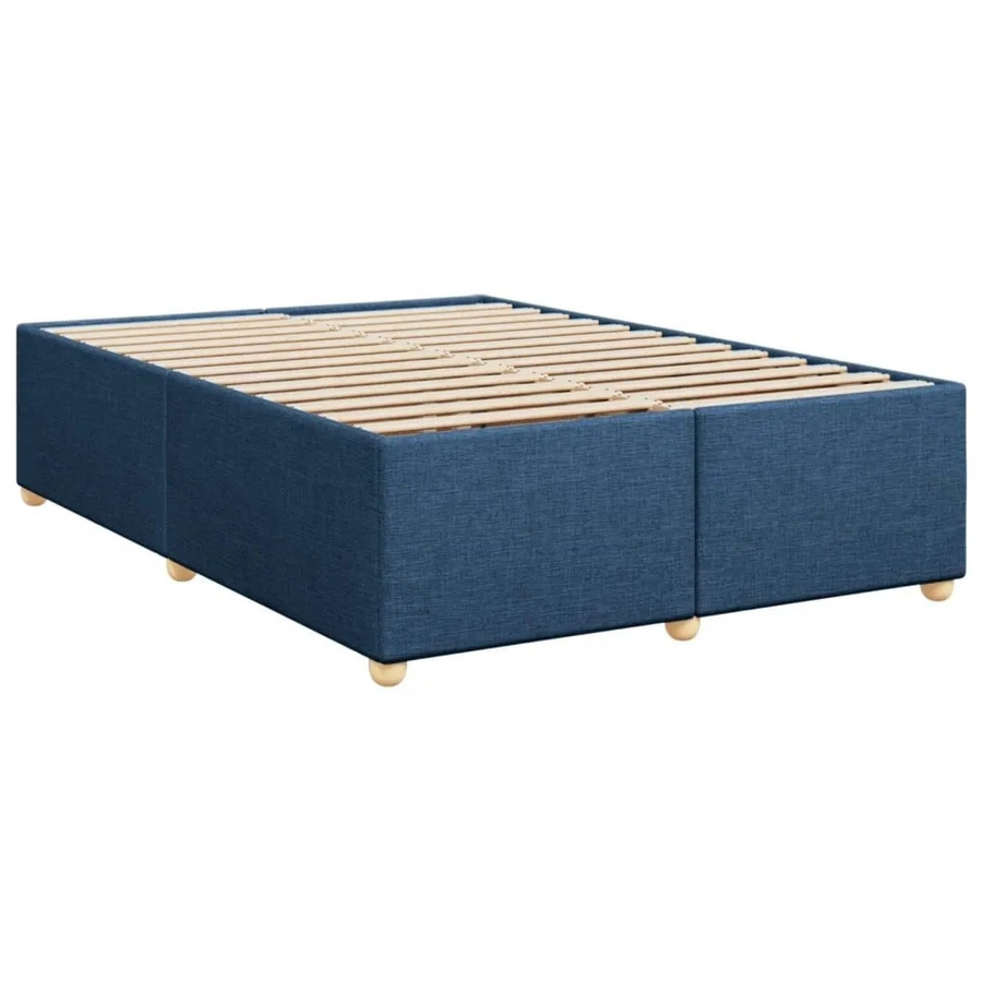 vidaXL Bettgestell aus Kiefernholz und Stoff in Blau, B/T/H: 140 x 190 x 46 cm - Bild 2