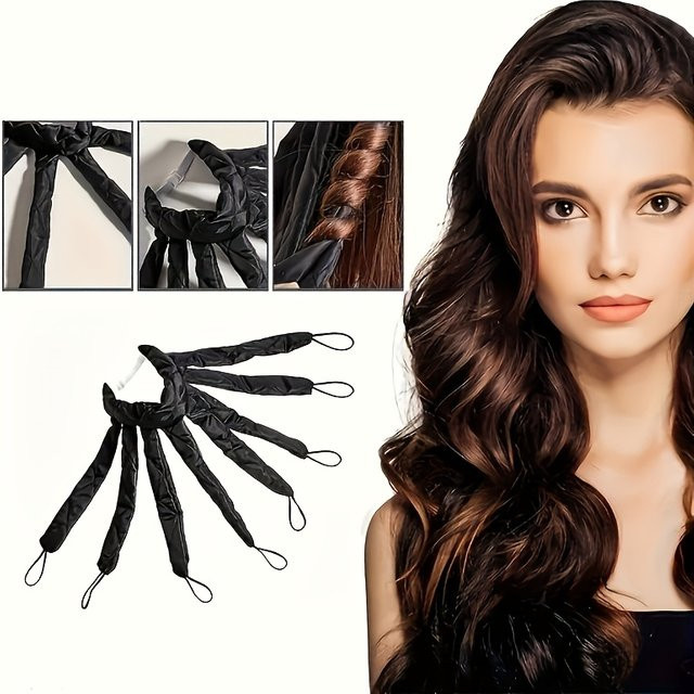 Octopus-Lockenstab ohne Hitze, Lockenwickler für langes Haar, blau/rosa mit Clip - Bild 1