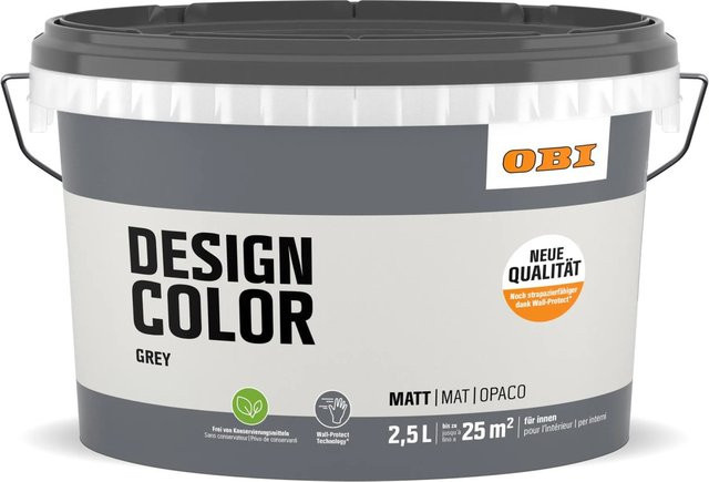 OBI Design Color Dispersionsfarbe für Mauerwerk in Grau, 2,5 l - Bild 1
