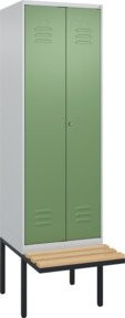 C+P PSA Doppel-Spind Classic PLUS Sitzbank mit 2 Abteilen, Buche-Hartholz und Zylinderschloss, B/T/H: 212 x 60 x 81,5 cm - Bild 1