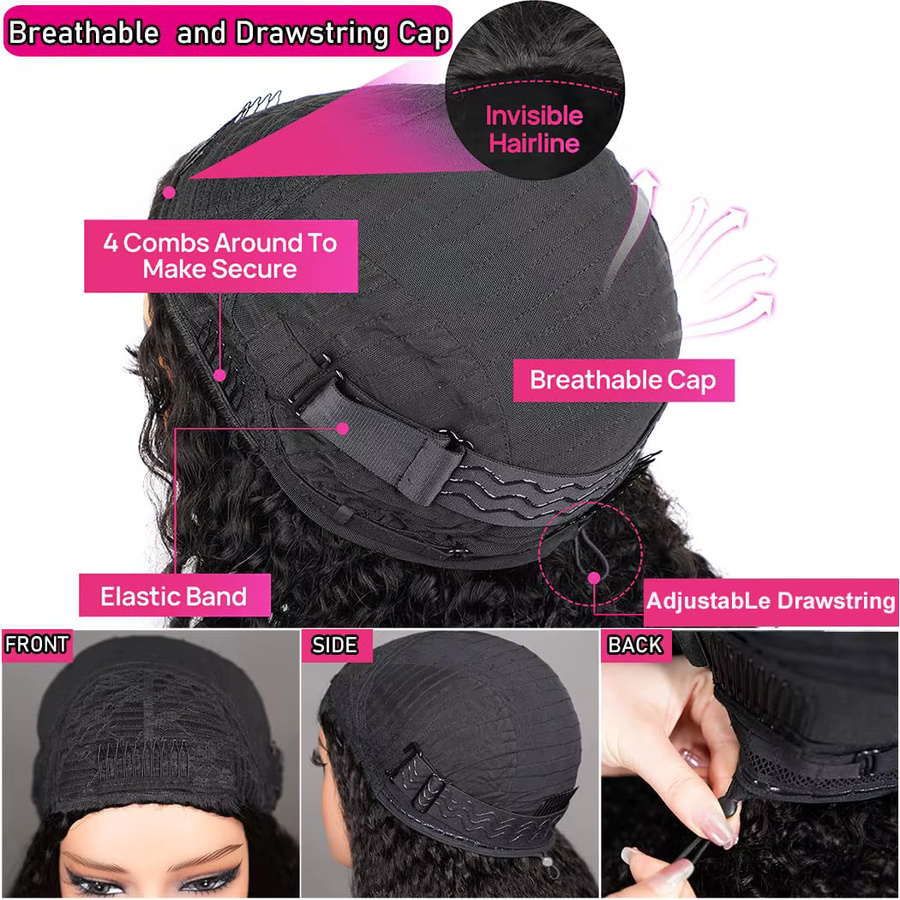 Dula A Hair Echthaar-Perücke, lockig, 250 Dichte, Clip-in - Bild 3